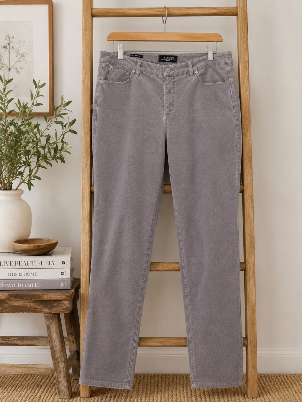 Talbots Flawless Five-Pocket Straight Corduroy Pants Gray Size 16W